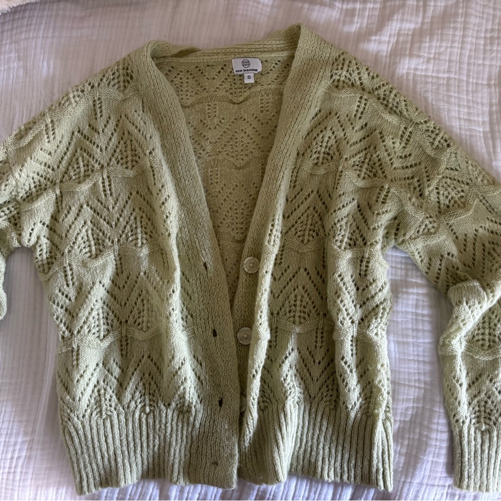 Diamond Supply Co Green Cable Knit Cardigan Sweater
